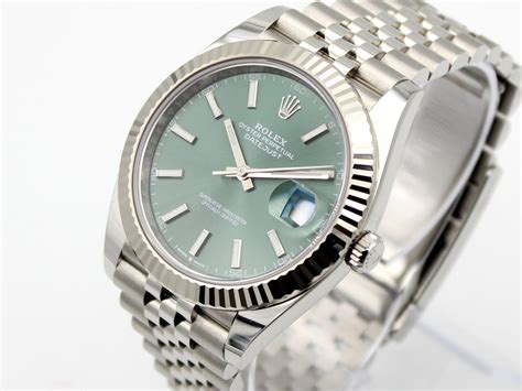 rolex datejust green dial|Rolex 41mm Datejust mint dial.